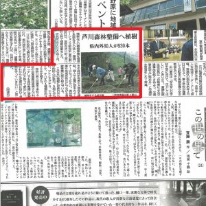 山梨日日新聞に【PT in 笛吹芦川】山林での植樹活動が掲載されました